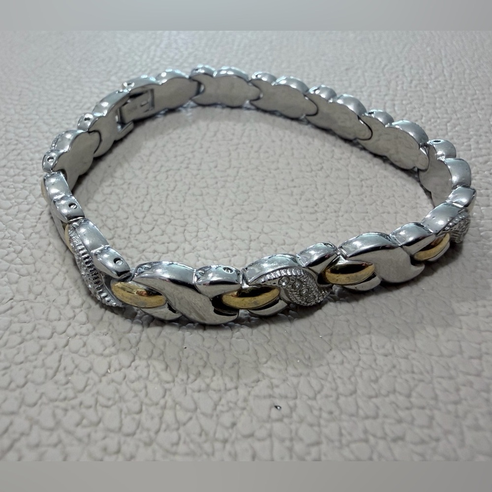Two-Tone Silver and Gold Link Bracelet - Women Jewelry